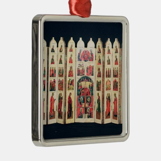 Fünfzehn-Abschnitt Ikonenschirm mit dem Leben von Silbernes Ornament (Rechts)