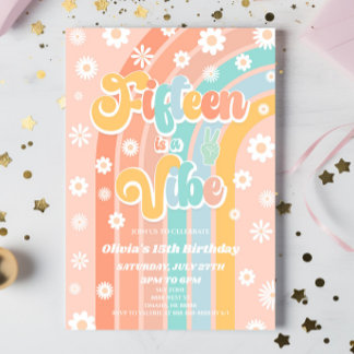 Fünfzehn ist eine Vibe Daisy 15. Geburtstagsparty Einladung