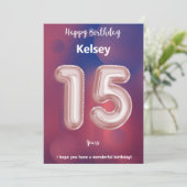 Fünfzehnjährige Happy Birthday Card (Stehend Vorderseite)