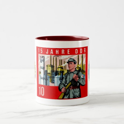 Fünfzehntes Aniversary der Gründung der DDR Zweifarbige Tasse (Mittel)