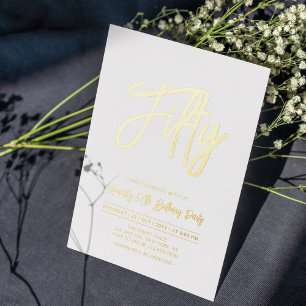 fünfzig Chic Foil Script 50. Geburtstagsparty Folieneinladung