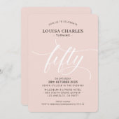 Fünfzig elegante Geburtstagsskripte mit Rosa Einladung (Vorne/Hinten)