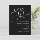 Fünfzig & Fabelhaft Elegant Script 50. Geburtstag Einladung (Stehend Vorderseite)