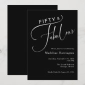 Fünfzig & Fabelhaft Elegant Script 50. Geburtstag Einladung (Vorne/Hinten)