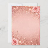 Fünfzig & Fabelhaft Glitzerkleid Elegant Blumen Einladung (Rückseite)