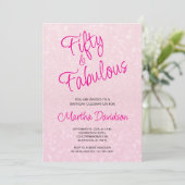 Fünfzig & Fabelhaft Pink Glitter Elegant Einladung (Stehend Vorderseite)
