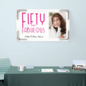 Fünfzig Fabelhafte Foto-Rosa Art Deco 50. Geburtst Banner (Messeveranstaltung)