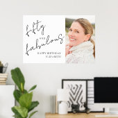 Fünfzig Fabelhafte Foto Schwarz Weiß Script Geburt Poster (Heimbüro)