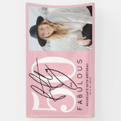 Fünfzig Fabelhafte Pink 50. Geburtstagsfeier Banner (Vertikal)