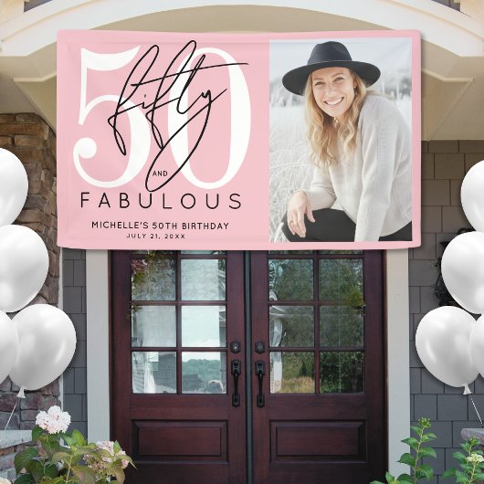 Fünfzig Fabelhafte Pink 50. Geburtstagsfeier Banner