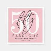 Fünfzig Fabelhafte Pink 50. Geburtstagsfeier Serviette (Vorderseite)