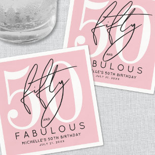 Fünfzig Fabelhafte Pink 50. Geburtstagsfeier Serviette