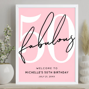 Fünfzig Fabelhafte Rosa 50. Geburtstags Willkommen Poster
