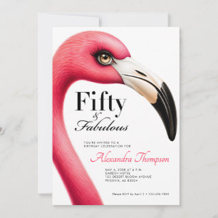 Fünfzig Fabelhafte Rosa Flamingo 50. Geburtstagsfe Einladung