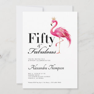 Fünfzig Fabelhafte Rosa Flamingo 50. Geburtstagsfe Einladung