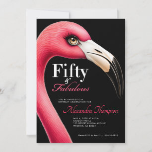 Fünfzig Fabelhafte Rosa Flamingo 50. Geburtstagsfe Einladung