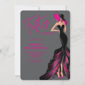 Fünfzig Fabelhafte Rosa Kleid Grau 50. Geburtstag Einladung (Vorderseite)