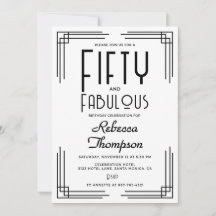 Fünfzig Fabelhafte Schwarz-Weiß-Art-Deco-50. Gebur