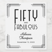Fünfzig Fabelhafte Schwarz-Weiß-Art-Deco-50. Gebur Weinetikett (Einzelnes Label)