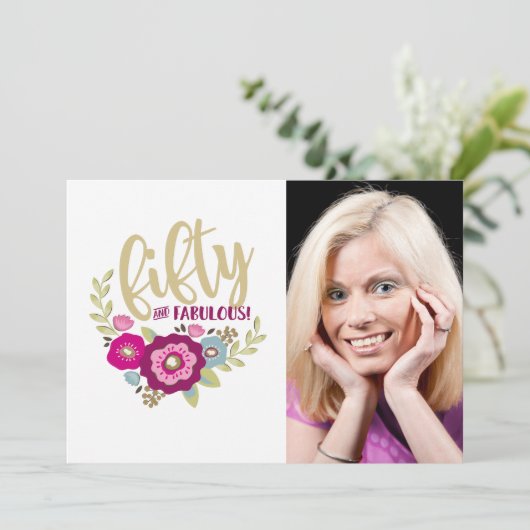 Fünfzig Fabulous 50. Geburtstag Einladung (Stehend Vorderseite)