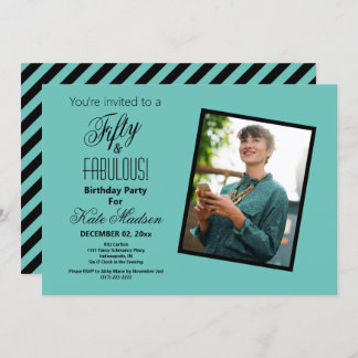 Fünfzig & FABULOUS Geburtstagsparty Aquamarines Sc Einladung