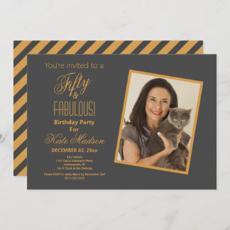 Fünfzig & FABULOUS Gold & Pewter 50. Geburtstagspa Einladung