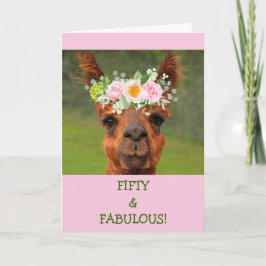 Fünfzig & Fabulous Lama Boho Birthday Karte