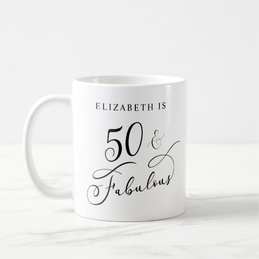 Fünfzig Fabulous Personalisiert 50. Geburtstag Kaffeetasse (Links)