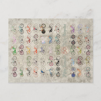 Fünfzig Fahrräder Postkarte