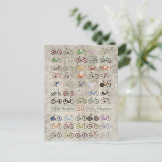 Fünfzig Fahrräder Postkarte (Stehend Vorderseite)