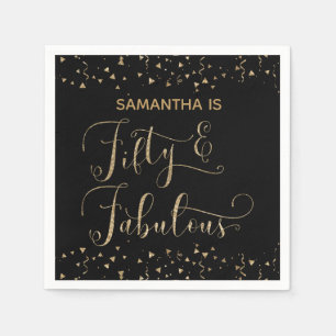 Fünfzig & Fantastisch Gold Glitter & Konfetti Schw Serviette