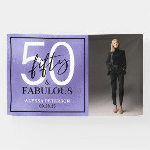 Fünfzig & Fantastisch Lila Schriftzug 50. Geburtst Banner