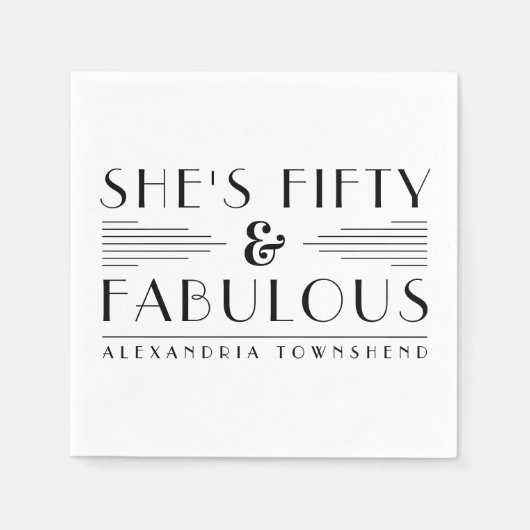 Fünfzig & Fantastisch Linien Art Deco 50. Geburtst Serviette (Vorderseite)