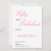 Fünfzig & Fantastisch Pink 50. Geburtstagsfeier Einladung (Vorderseite)