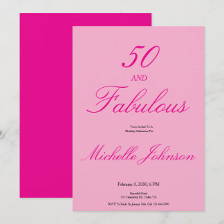 Fünfzig & Fantastisch Pink 50. Geburtstagsfeier Einladung