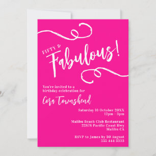 Fünfzig & Fantastisch Pink Script 50. Geburtstagsf Einladung
