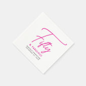 Fünfzig & Fantastisch Pinke Schrift Name Datum Geb Serviette (Ecke)