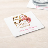 Fünfzig & Fantastisch Rosa Flamingo 50. Geburtstag Rechteckiger Pappuntersetzer (angewinkelt)