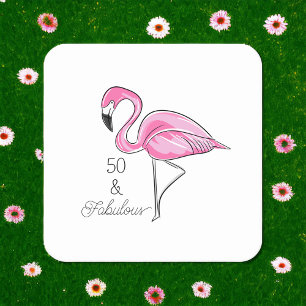 Fünfzig & Fantastisch Rosa Flamingo 50. Geburtstag Rechteckiger Pappuntersetzer