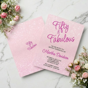 Fünfzig & Fantastisch Rosa Glitter Elegant Einladung