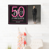 Fünfzig & Fantastisch Schwarze Schrift 50. Geburts Banner (Insitu)