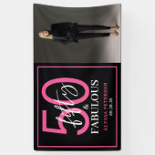Fünfzig & Fantastisch Schwarze Schrift 50. Geburts Banner (Vertikal)
