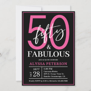 Fünfzig & Fantastisch Schwarze Schrift 50. Geburts Einladung