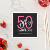 Fünfzig & Fantastisch Schwarze Schrift 50. Geburts Serviette (Beispiel)
