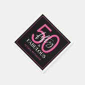 Fünfzig & Fantastisch Schwarze Schrift 50. Geburts Serviette (Ecke)