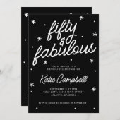 Fünfzig Fantastisch Skript Schwarz Weiß 50. Geburt Einladung (Vorne/Hinten)