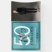 Fünfzig & Fantastisch Teal Schriftzug 50. Geburtst Banner (Vertikal)