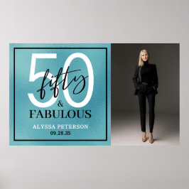Fünfzig & Fantastisch Teal Schriftzug 50. Geburtst Poster
