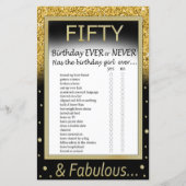 Fünfzig Geburtstage je oder nie Spiel (Vorderseite)