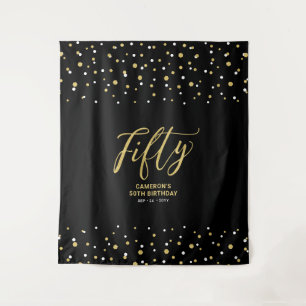 fünfzig   Gold & Black 50. Geburtstagsparty Hinter Wandteppich
